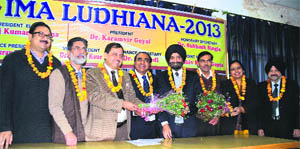 New office-bearers of the Ludhiana IMA at an installation ceremony on Wednesday. 