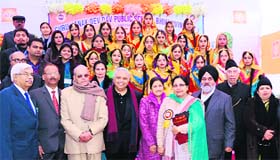 Members of the DAV College Management Committee during the prize distribution function of Guru Nanak Dev DAV Public School, Bhikhiwind.
