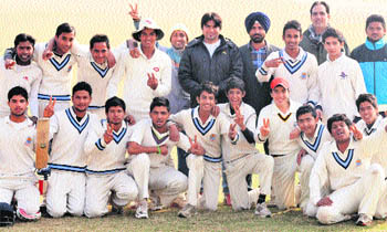 The cricket team of DAV School, Sector 8, after winning the final match of the Coca Cola Cup (U-16) organised by the Chandigarh Cricket Association in Chandigarh on Friday. 