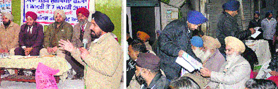 Traffic personnel address a seminar on road safety; and (right) a traffic policeman distributes pamphlets on traffic rules in Jalandhar on Saturday. Photos: Sarabjit Singh