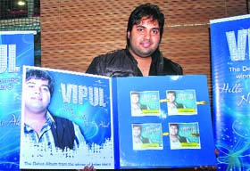 Vipul Mehta, winner of Indian Idol 6, at the launch of his music album in Ludhiana on Saturday.