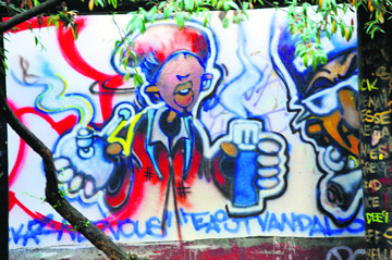 A graffiti in Gas Town, Vancouver's oldest neighbourhood
