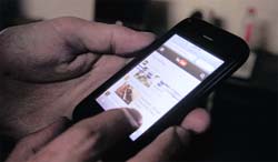 A mobile phone user in Quetta