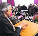 Union Minister for Railways Pawan Kumar Bansal addresses a meeting of the Federation of Sectors Welfare Associations of Chandigarh on Sunday.