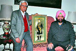 K Natwar Singh and Malvinder Singh, with a photo of Yadavindra Singh. Tribune photo: Rajesh Sachar 