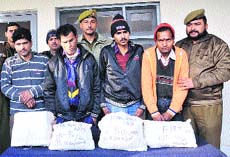 Four persons arrested with capsules in police custody in Jammu on Sunday. 