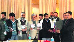The JK Youth for Change (JKYFC) non-governmental and non-political organisation honours author Liaqet Ali Choudhary in Rajouri on Sunday.