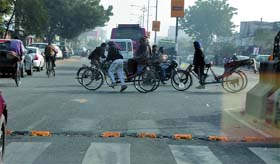 ganesha basti chowk: It was a major accident point but the construction of a hump on the road has checked mishaps to a great extent.