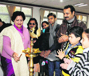 Savita Bakshi, Additional Secretary of J&K Academy of Art, Culture and Languages, Jammu, inaugurates the On-the-spot Childrens Music Competition of Infant, Junior, Senior and Amateur groups on the academy premises in Jammu. 