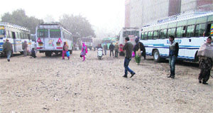 A pitiable condition of the road at the Khanna bus stand. 