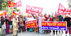 Activists of the Punjab Istri Sabha take out a march in protest against the Delhi gang-rape in Amritsar on Tuesday. 