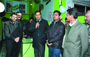 DC KK Yadav speaks at a function held to mark the opening of an organic outlet for farmers on Tuesday. 