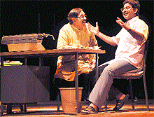 Artistes present a play at the Tagore Theatre in Chandigarh on Tuesday
