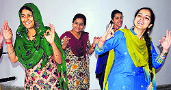 NSS volunteers of Panjab University present a cultural programme on the concluding day of a camp on Tuesday