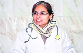 Dr Teestha Shah, Scientific Adviser, Indian Medical Council, informs about winter ailments in Haridwar on Tuesday.