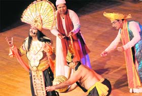 Artistes stage "Yum Leela" at the Tagore Theatre on Wednesday