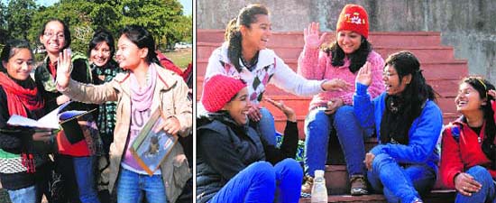 After a long break, GCG-11 girls enjoy a sunny day in Chandigarh on Wednesday