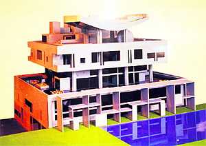 A model of the unbuilt Governor's Palace kept in the City Architecture Museum, Chandigarh