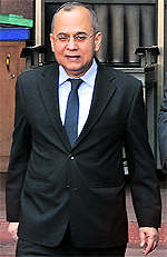Pakistan High Commissioner Salman Bashir comes out of the External Affairs Ministry in New Delhi on Wednesday