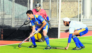 Jamie Dwyer, captain of Jaypee Punjab Warriors, during a practice session at Surjit Hockey Stadium in Jalandhar on Wednesday