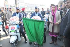 MP Harsimrat Kaur Badal flags off the Women Armed Special Protection Squad (WASPS) in Bathinda on Thursday.