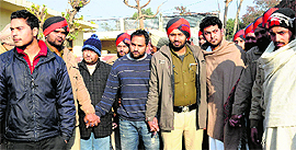 Accused in the police station attack case being taken to a court on Thursday