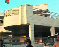 Himachal MLA RK Chaudharys house in Baddi from where the car was recovered by the police on Thursday night.