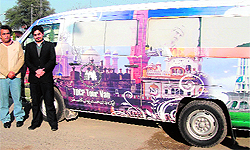 The special vehicle of the Tourism Development Corporation of Punjab (Pakistan) meant for ferrying the elderly from Wagah border to Lahore