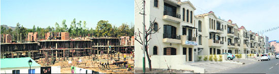 The resumption of construction activities in projects is going to be a gamechanger for real estate prices in the Pinjore-Kalka Urban Complex. A view of the upcoming DLF Valley project (left) and of Amravati Enclave (right), which is one of the first projects to come up in the area