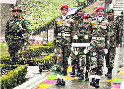The 98th Raising Day celebrations of the Chinar Corps underway in Srinagar on Saturday