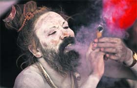 Spiritual high: A Naga sadhu at the Mahakumbh