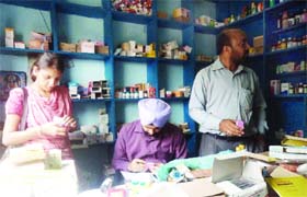 Health Department officials conduct a raid at a medical store at Waryam Nangal village
