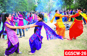 Students celebrate Lohri in Chandigarh.
