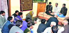 Devotees take part in a majlis organised by Anjuman Farogh-e-Aza at Kassaban, Jwalapur, in Haridwar on Sunday.