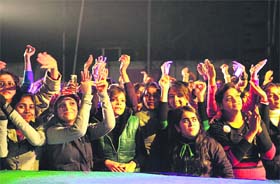 Dancing to the tunes of Euphoria: Students enjoy the beats of Euphoria band during the live performace at the CT Group of Institute, Jalandhar, on Sunday