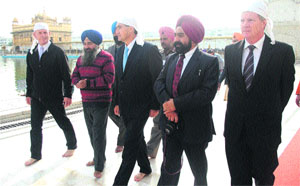 Dr Alan J Sexton of Liberal Party and Geoff Lee, Member of Parramatta from Australia at the Golden Temple in Amritsar on Monday.