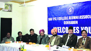 The office-bearers of the DAV (PG) alumni association participate in a mushaira held on Lohri in Dehradun on Monday.