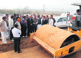 Nalwa MLA Sampat Singh reviews the construction work of the southern bypass at Hisar