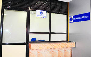 The visa counter at the Attari ICP. 