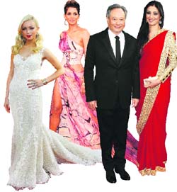 Francesca Eastwood, Miss Golden Globe 2013, Actress Halle Berry,  Director Ang Lee  with Tabu  at the 70th annual Golden Globe Awards in California (L to R) 