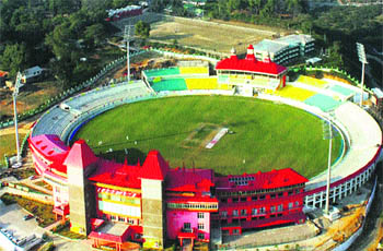The HPCA cricket stadium in Dharamsala. 