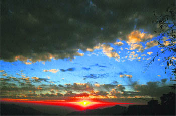 A colourful sunset in Shimla. 