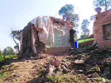 Houses damaged due to shelling by Pakistan near the Line of Control in Rajouri.