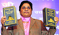 BSP supremo Mayawati releases book A Travelogue of my Struggle-ridden Life and BSP Movement on her 57th birthday in New Delhi on Tuesday