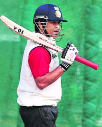 Sachin at nets in the Palam Air Force ground