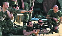French soldiers at the 101 military airbase in Bamako on Monday. AFP