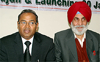 Rajinder Mittal, chief managing director of the Mittal Group, at a press conference in Bathinda on Wednesday