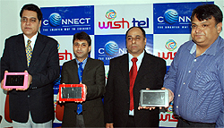 Representatives of the Connect Telecom Company and Wishtel at the launch event in Bathinda