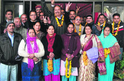 The expanded Executive Committee members of the BJP in Mussoorie on Tuesday.