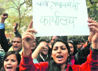 A protest against Delhi gang rape. Tribune photo